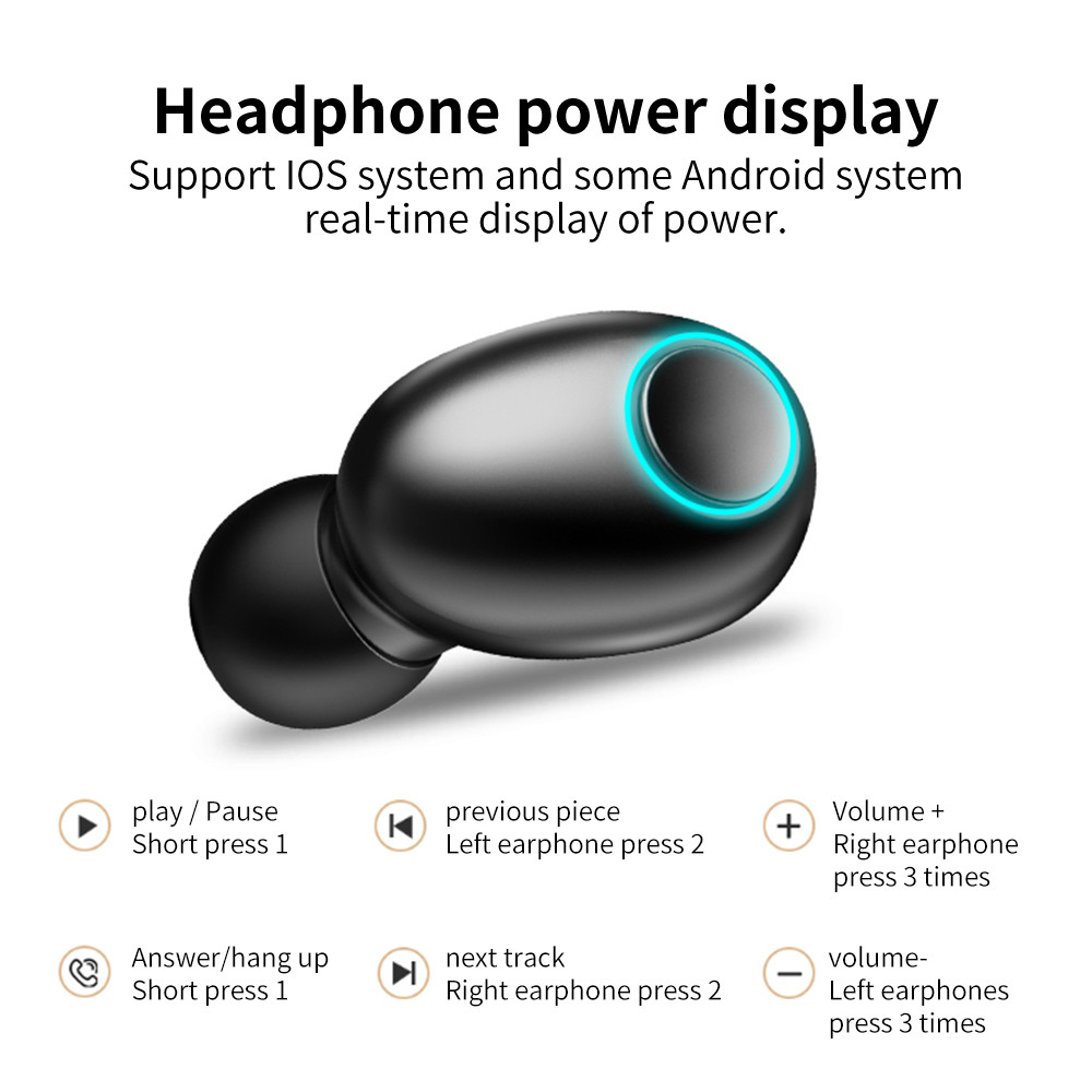 T8 TWS True Wireless Headphone Wireless Sport Fitness Bluetooth 5.0 Stereo - Black T8 TWS True Wireless Headphone Wireless Sport Fitness Bluetooth 5.0 Stereo - Black