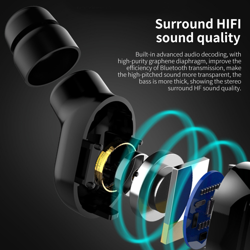 T8 TWS True Wireless Headphone Wireless Sport Fitness Bluetooth 5.0 Stereo - Black T8 TWS True Wireless Headphone Wireless Sport Fitness Bluetooth 5.0 Stereo - Black