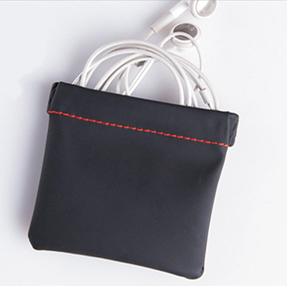 High Quality Earphone Bag PU Leather Case Carrying Pouch Store Package Accessories- Black High Quality Earphone Bag PU Leather Case Carrying Pouch Store Package Accessories- Black