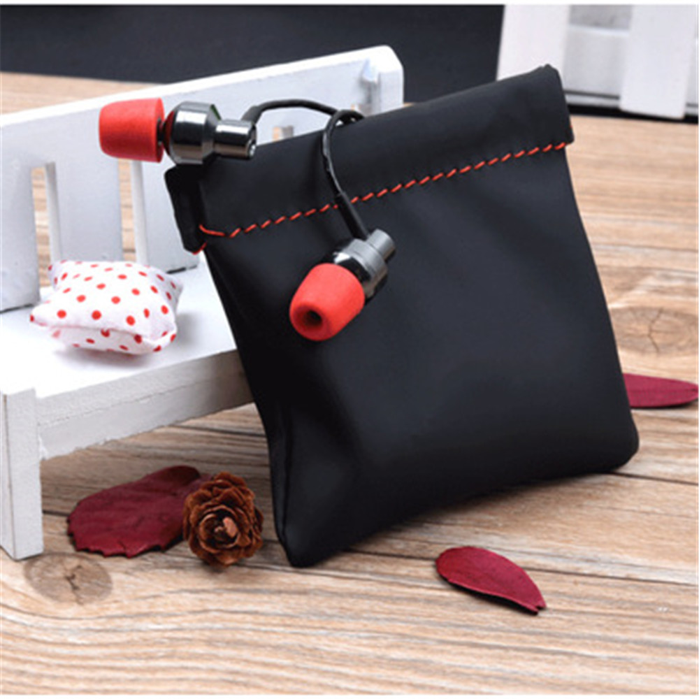 High Quality Earphone Bag PU Leather Case Carrying Pouch Store Package Accessories- Black High Quality Earphone Bag PU Leather Case Carrying Pouch Store Package Accessories- Black