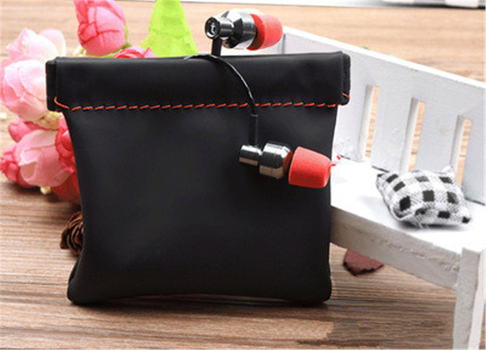 High Quality Earphone Bag PU Leather Case Carrying Pouch Store Package Accessories- Black High Quality Earphone Bag PU Leather Case Carrying Pouch Store Package Accessories- Black