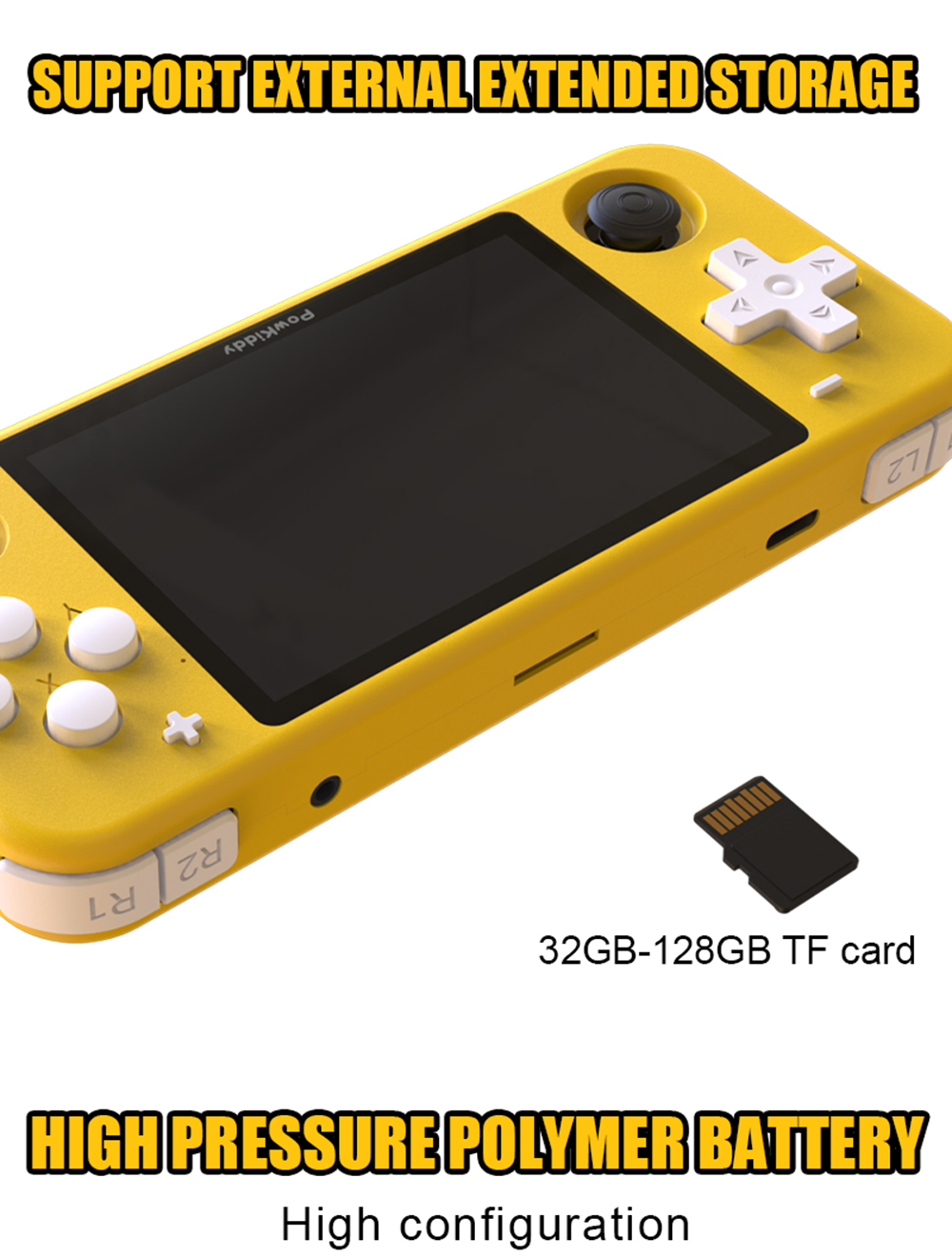 POWKIDDY-RGB10 Game Console Handheld 32G Open Source System RK3326 Chip 3.5-inch IPS HD Screen 3D Seesaw Retro Game Children Gift - Bright Yellow POWKIDDY-RGB10 Game Console Handheld 32G Open Source System RK3326 Chip 3.5-inch IPS HD Screen 3D Seesaw Retro Game Children Gift - Bright Yellow