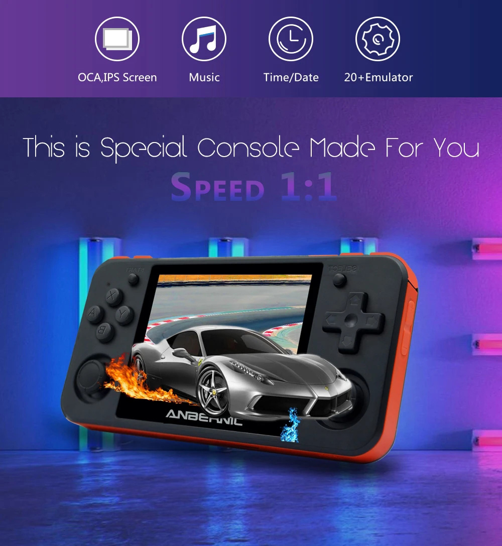 RG350P 16GB 2500 Games Video Game Console 3.5 inch IPS HD OLeophobic Toughened Screen 64 Bit DDR2 512M Retro Handheld Video Game Player for PS1 GBA SFC - Jet Black RG350P 16GB 2500 Games Video Game Console 3.5 inch IPS HD OLeophobic Toughened Screen 64 Bit DDR2 512M Retro Handheld Video Game Player for PS1 GBA SFC - Jet Black
