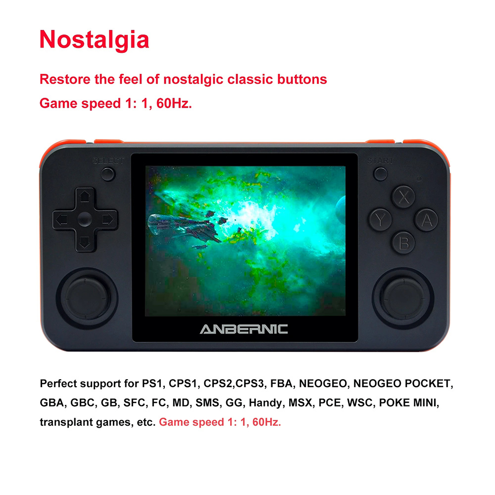 RG350P 16GB 2500 Games Video Game Console 3.5 inch IPS HD OLeophobic Toughened Screen 64 Bit DDR2 512M Retro Handheld Video Game Player for PS1 GBA SFC - Jet Black RG350P 16GB 2500 Games Video Game Console 3.5 inch IPS HD OLeophobic Toughened Screen 64 Bit DDR2 512M Retro Handheld Video Game Player for PS1 GBA SFC - Jet Black