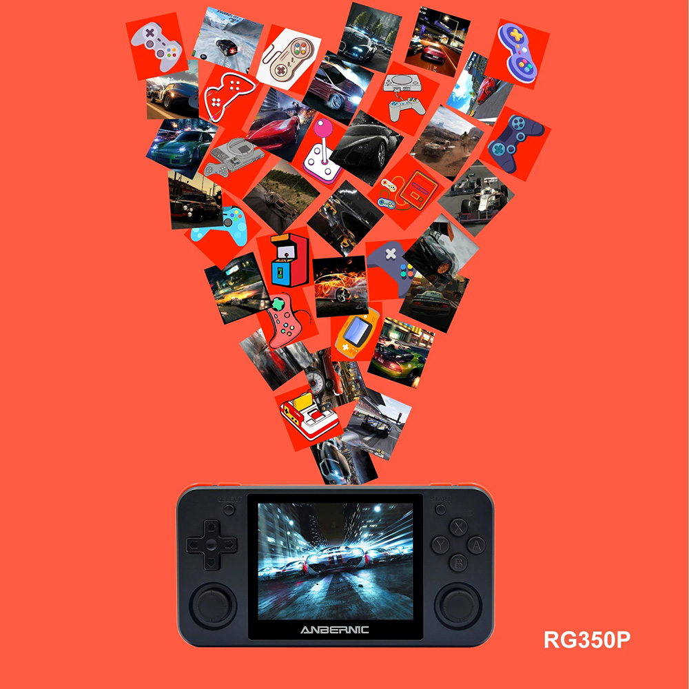 RG350P 16GB 2500 Games Video Game Console 3.5 inch IPS HD OLeophobic Toughened Screen 64 Bit DDR2 512M Retro Handheld Video Game Player for PS1 GBA SFC - Jet Black RG350P 16GB 2500 Games Video Game Console 3.5 inch IPS HD OLeophobic Toughened Screen 64 Bit DDR2 512M Retro Handheld Video Game Player for PS1 GBA SFC - Jet Black