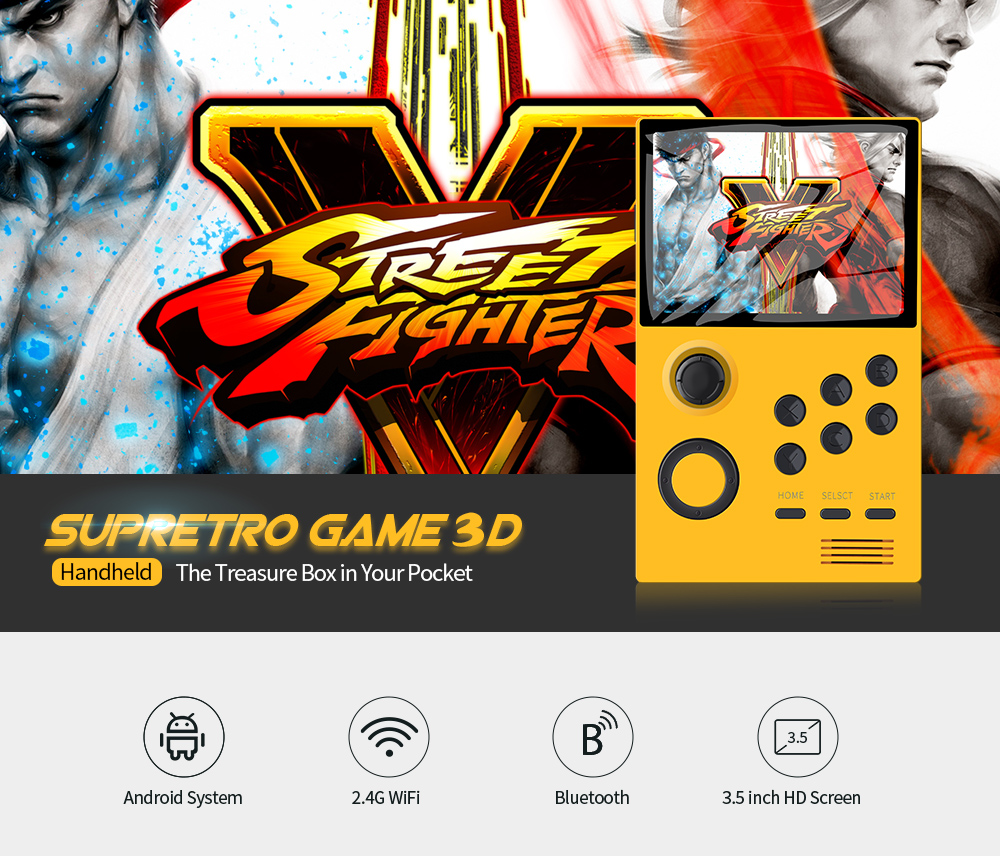 Supretro 3.5 inch IPS Screen Android Gaming Handheld Mini WiFi Download Games Online Support PS / FBA / MAME / DC / N64 / MD / FC / GBA / GBC / PCE / SFC - Silk White Supretro 3.5 inch IPS Screen Android Gaming Handheld Mini WiFi Download Games Online Support PS / FBA / MAME / DC / N64 / MD / FC / GBA / GBC / PCE / SFC - Silk White