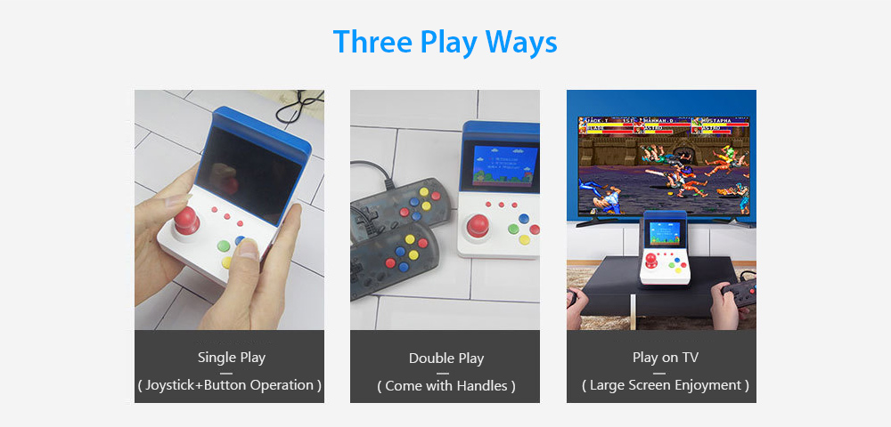Portable Retro Built-in 360 Games Mini Handheld Game Console with Double Handle- Ocean Blue Portable Retro Built-in 360 Games Mini Handheld Game Console with Double Handle- Ocean Blue