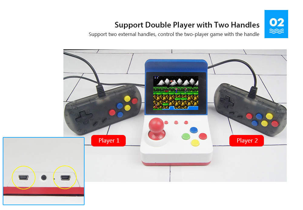 Portable Retro Built-in 360 Games Mini Handheld Game Console with Double Handle- Ocean Blue Portable Retro Built-in 360 Games Mini Handheld Game Console with Double Handle- Ocean Blue