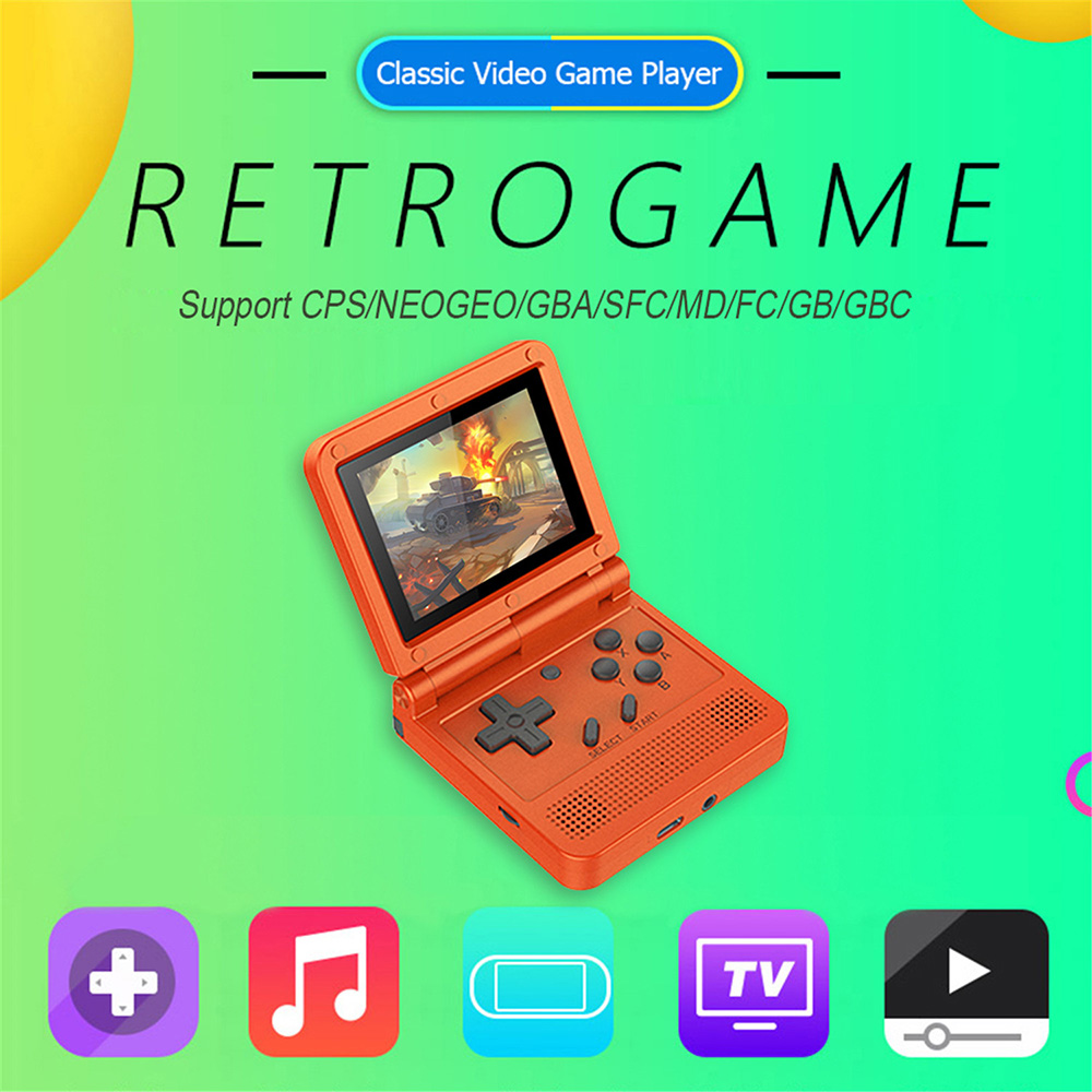 V90 Retro Game Console Flip Linux System Handheld Gaming Device with16G Built-in 2000 Games Video Game Console for PS1 N - Orange V90 Retro Game Console Flip Linux System Handheld Gaming Device with16G Built-in 2000 Games Video Game Console for PS1 N - Orange
