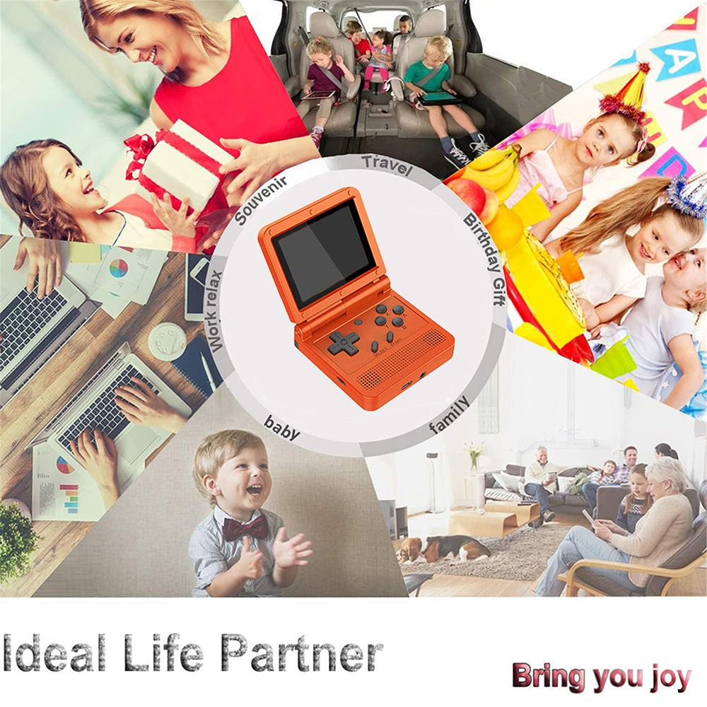 V90 Retro Game Console Flip Linux System Handheld Gaming Device with16G Built-in 2000 Games Video Game Console for PS1 N - Orange V90 Retro Game Console Flip Linux System Handheld Gaming Device with16G Built-in 2000 Games Video Game Console for PS1 N - Orange