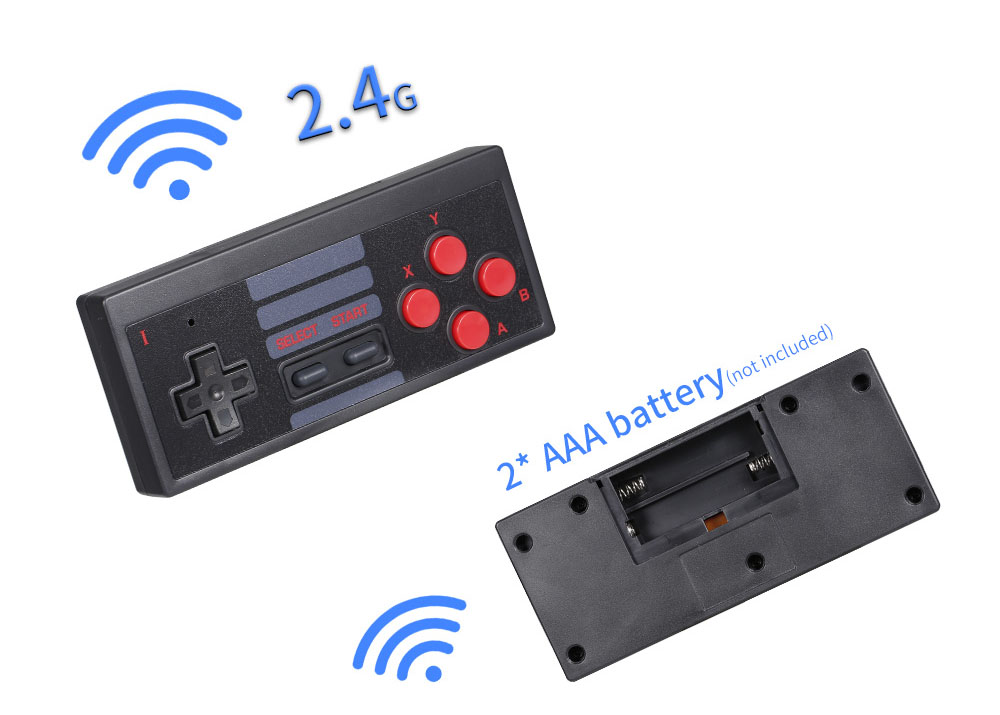 RS-54 USB Wireless Handheld TV Video Game Console Build in 628 Classic Games Mini Dual Gamepad 1080 Output 2.4G Wireless Controller - Black RS-54 USB Wireless Handheld TV Video Game Console Build in 628 Classic Games Mini Dual Gamepad 1080 Output 2.4G Wireless Controller - Black