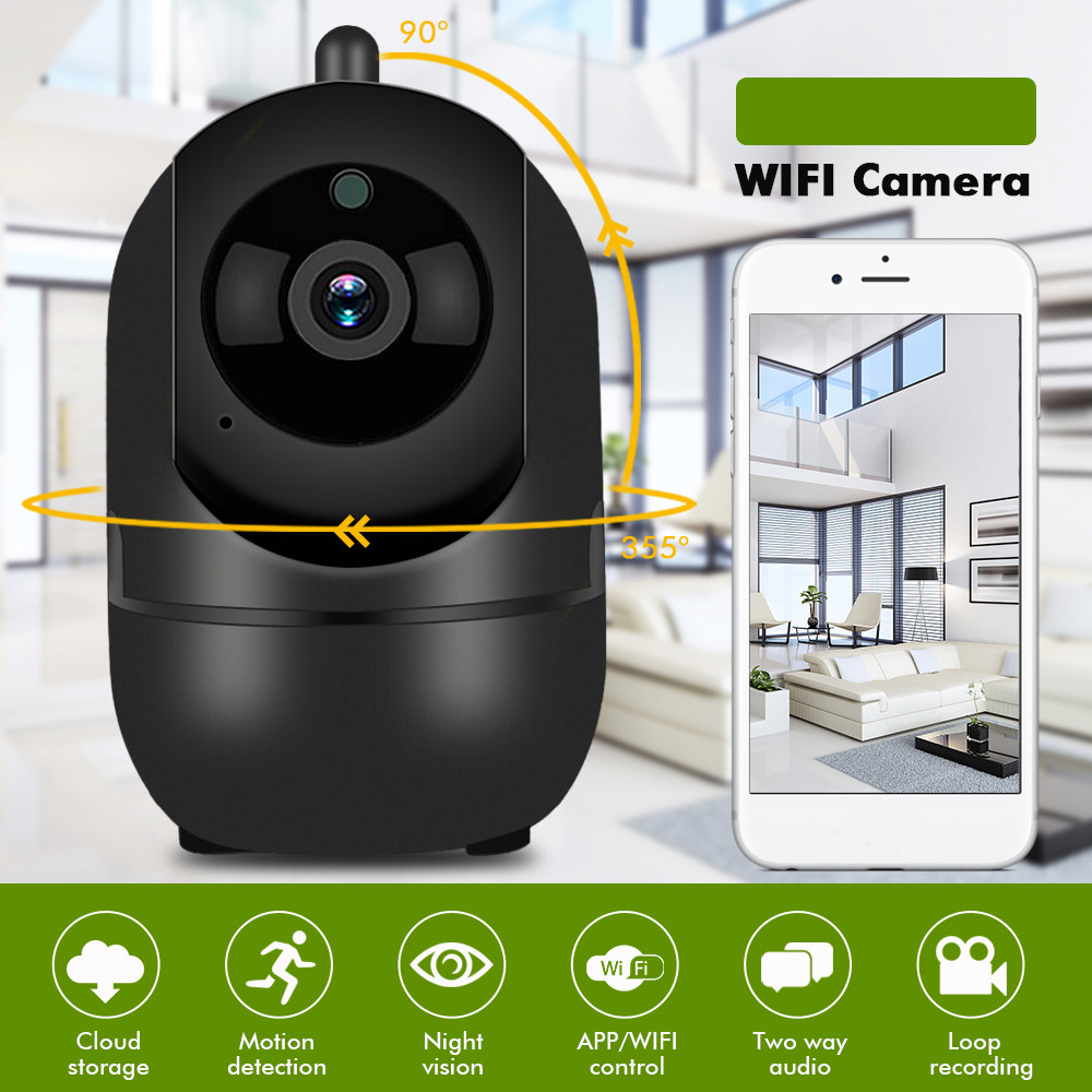 Wireless WIFI Security IP Camera Night Vision Intelligent HD- Black EU Plug Wireless WIFI Security IP Camera Night Vision Intelligent HD- Black EU Plug