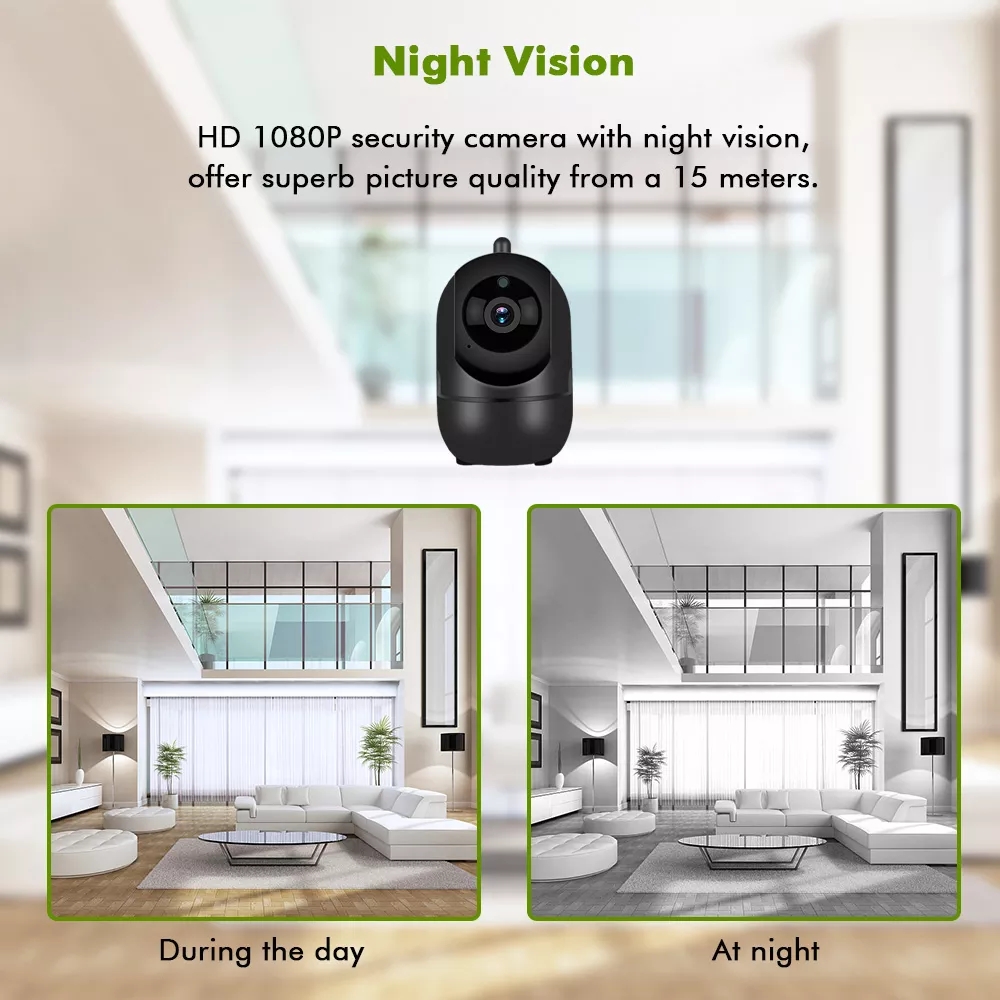 Wireless WIFI Security IP Camera Night Vision Intelligent HD- Black EU Plug Wireless WIFI Security IP Camera Night Vision Intelligent HD- Black EU Plug