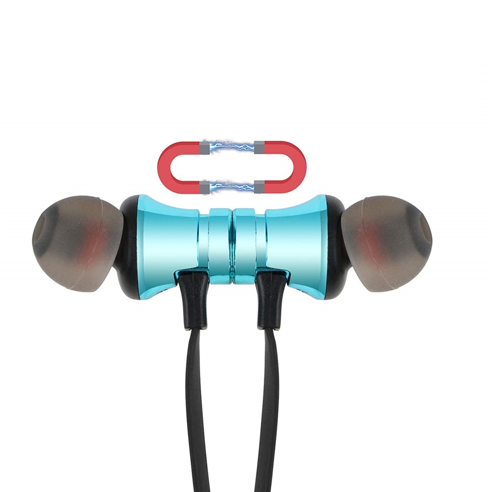 Magnetic Bluetooth 4.2 in-Ear Headset Hands-Free Earphone Sport Earbuds- Silver