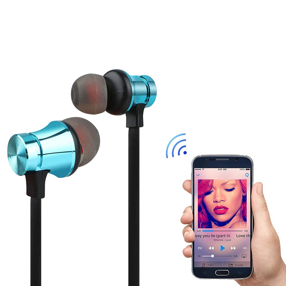 Magnetic Bluetooth 4.2 in-Ear Headset Hands-Free Earphone Sport Earbuds- Silver