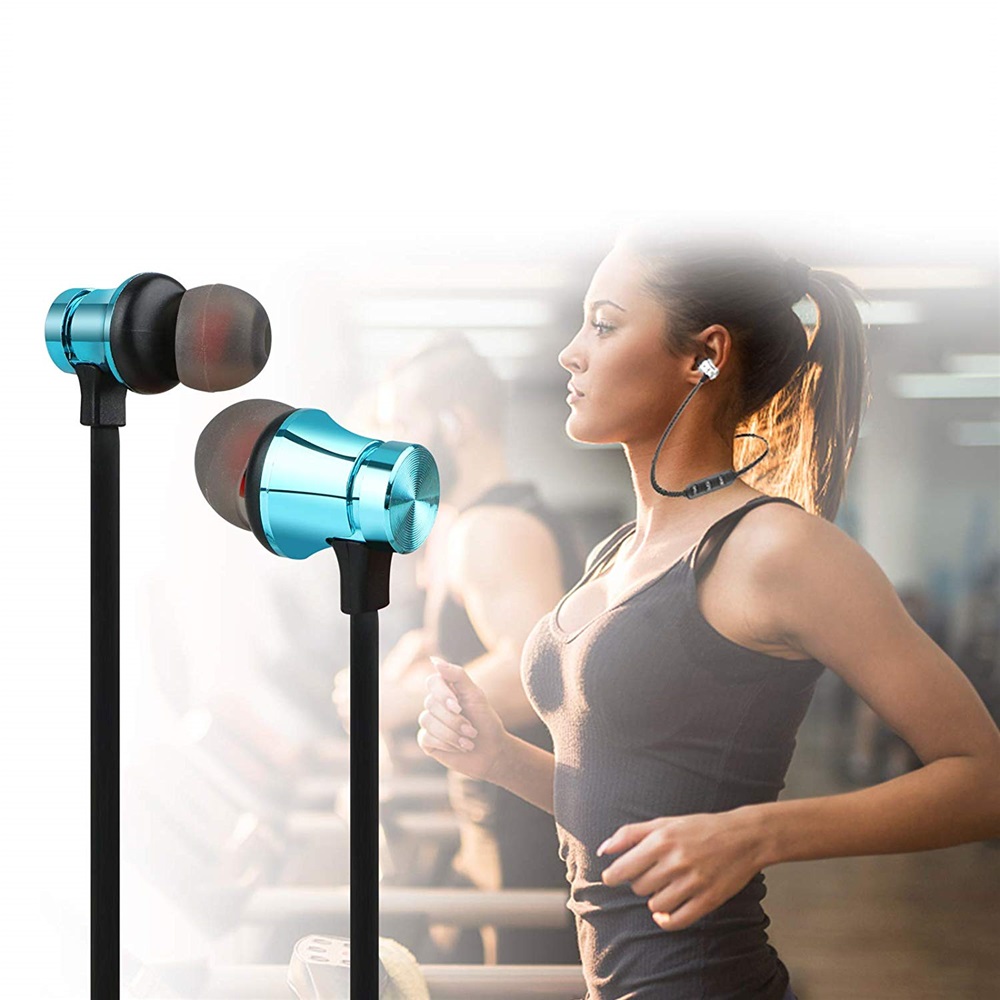 Magnetic Bluetooth 4.2 in-Ear Headset Hands-Free Earphone Sport Earbuds- Silver