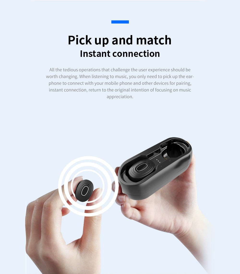 V6 TWS Bluetooth 5.0 Binaural Call Earphones Hi-Fi Sound CVC6.0 Noise Reduction Sports Headset - Black