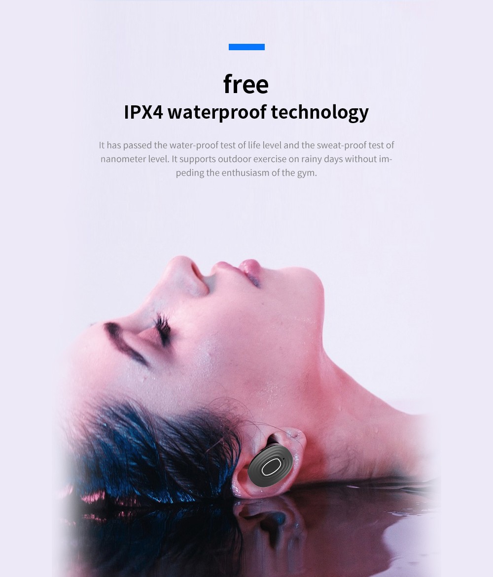 V6 TWS Bluetooth 5.0 Binaural Call Earphones Hi-Fi Sound CVC6.0 Noise Reduction Sports Headset - Black