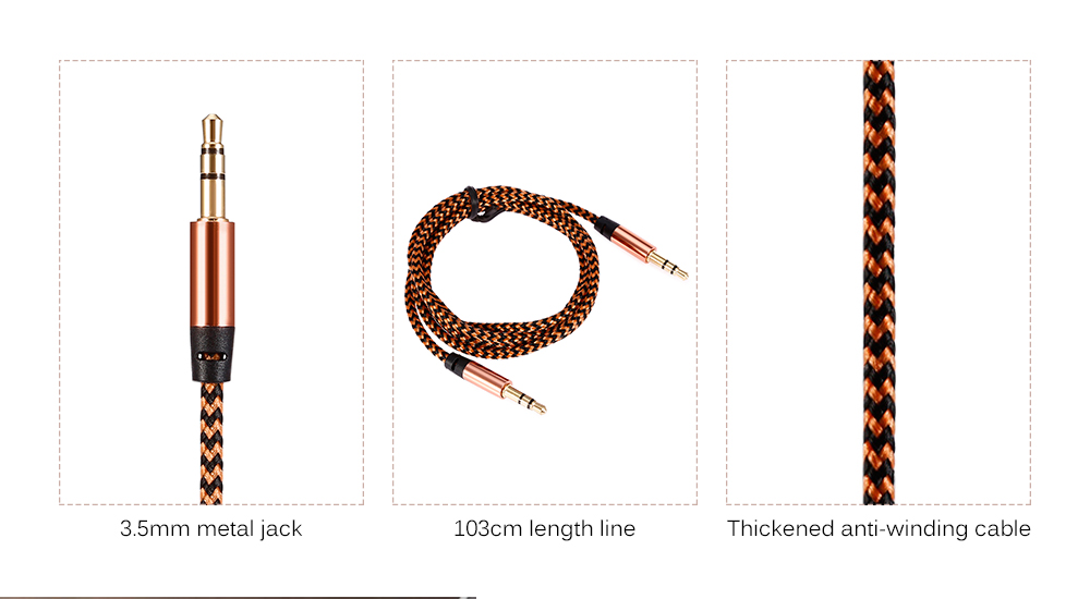 C05 1.03m 3.5mm Male to 3.5mm Male Metal Shell Braid Audio Cable  - Blue