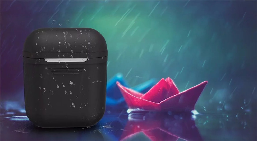Besegad Silicone Carrying Case Cover Skin Sleeve Pouch Box for Apple Airpods Air Ear Pods Buds Wireless Earphone Headpho- Cerulean