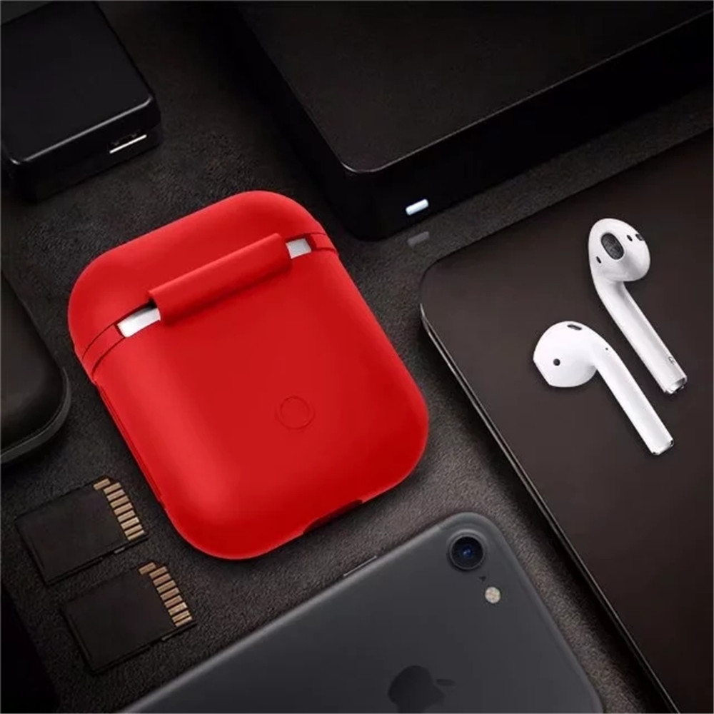Besegad Silicone Carrying Case Cover Skin Sleeve Pouch Box for Apple Airpods Air Ear Pods Buds Wireless Earphone Headpho- Cerulean