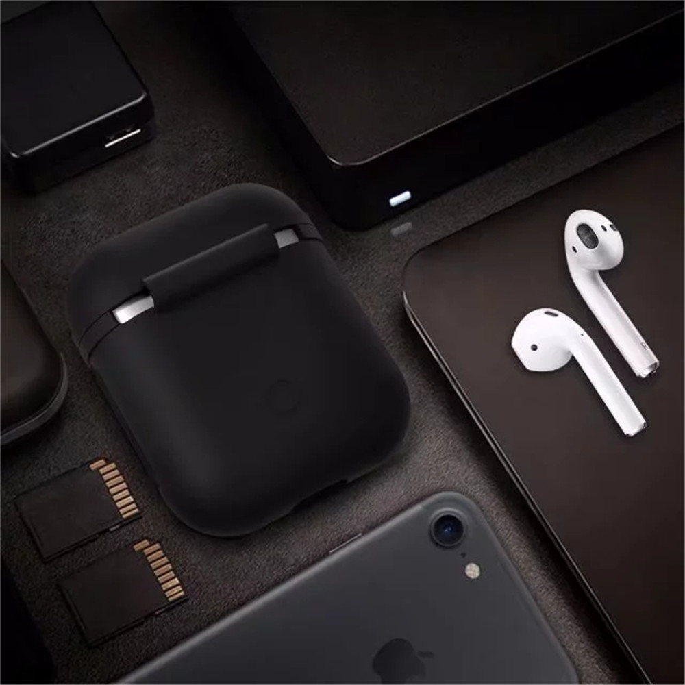 Besegad Silicone Carrying Case Cover Skin Sleeve Pouch Box for Apple Airpods Air Ear Pods Buds Wireless Earphone Headpho- Cerulean