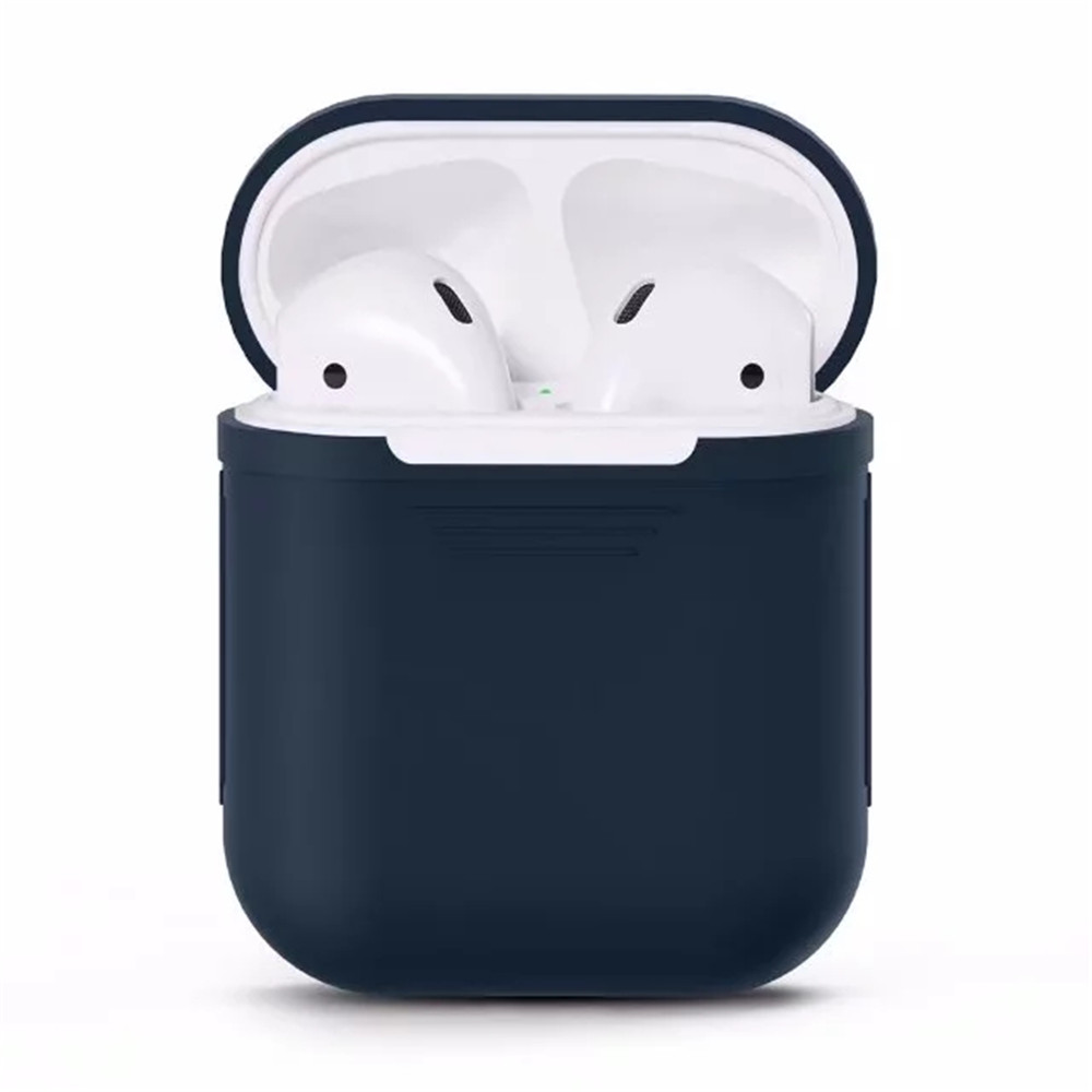 Besegad Silicone Carrying Case Cover Skin Sleeve Pouch Box for Apple Airpods Air Ear Pods Buds Wireless Earphone Headpho- Cerulean