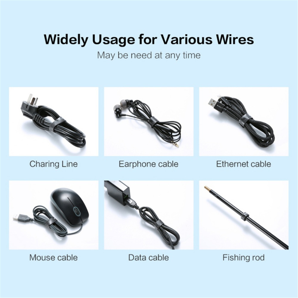 Cable Organizer Wire Winder Earphone Holder Mouse Cord Protector HDMI Cable - Black 1M