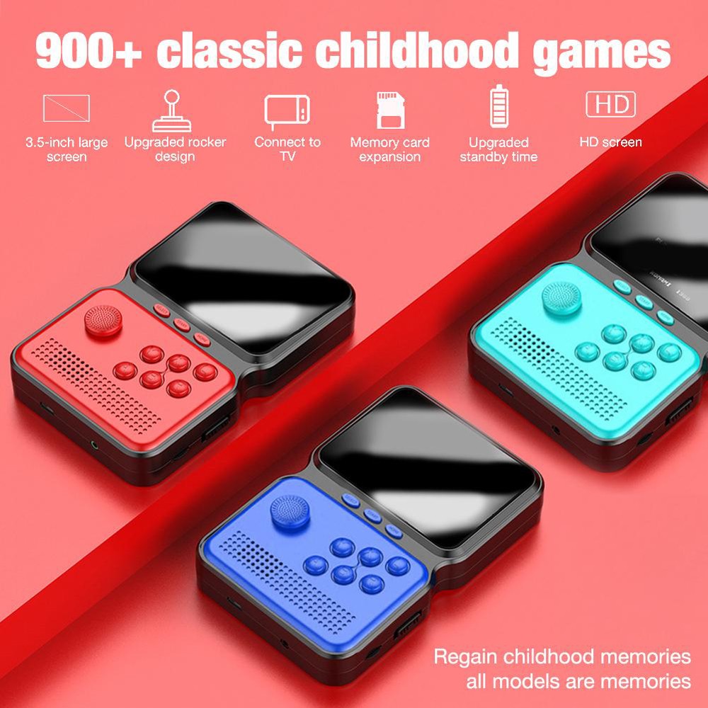 M3 Mini Retro Pocket Game Console 16-bit Nostalgic Handheld 900 Pre-positioned Games Boxing Rocker Joystick FC Amusement Game Machine - Ocean Blue