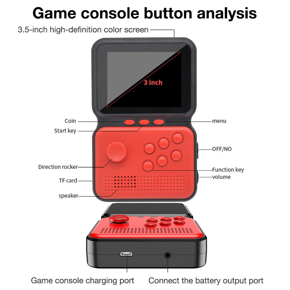 M3 Mini Retro Pocket Game Console 16-bit Nostalgic Handheld 900 Pre-positioned Games Boxing Rocker Joystick FC Amusement Game Machine - Ocean Blue