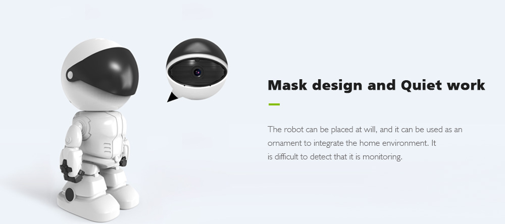 1080P Intelligent Wireless Robot 355 Degree Rotation Home Wifi Mobile Phone Remote Camera- Milk White