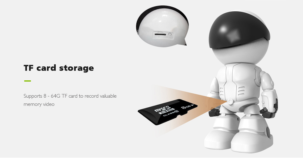 1080P Intelligent Wireless Robot 355 Degree Rotation Home Wifi Mobile Phone Remote Camera- Milk White