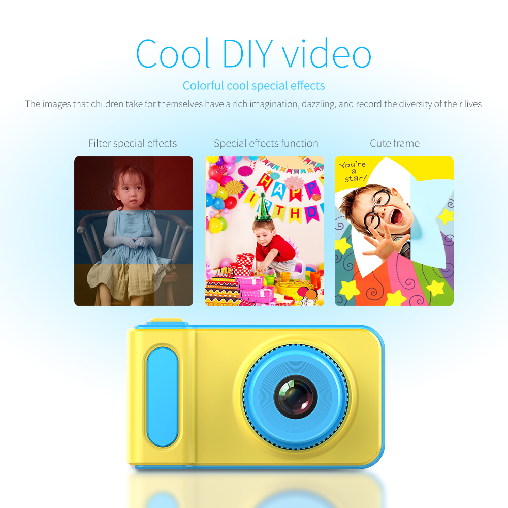 Creative Mini Kid Camera for Photo Video Game- Deep Sky Blue